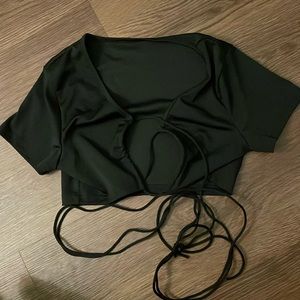Black front lace up/ wrap around crop top